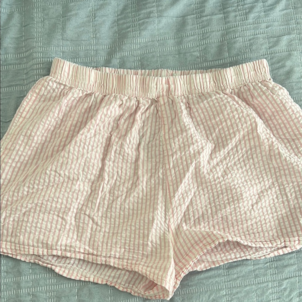 Primark Pink Striped High Waist Shorts